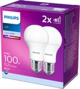 E27 LED žiarovka 12,5W 100W A60 4000K PHILIPS 2PAK