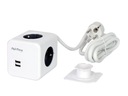 CUBE predlžovací kábel, rozdeľovač kociek, 4 zásuvky, 2xUSB, 1,5 m AURAline