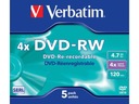 DVD-RW Verbatim 4,7 GB X4 MATT Silver (5 jewel Case)