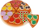 DREVENÁ PIZZA NA REZANIE PUZZZLE S NÔŽOM NA VELCRO DOPLNKY NA VELCRO