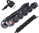 Power Strip 5-cestný napájací predlžovací kábel Kábel uzemňovacieho spínača 3m