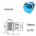 Modré tlačidlo 19 mm (0,74 palca) mm Kovové