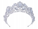 Crown Tiara Diadem SILVER Svadobné 18-dielne kubické zirkóny