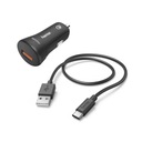 Hama USB-C / Qualcomm QC 3.0 autonabíjačka, čierna