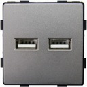 Dvojzásuvkový nabíjací modul USB typu A+A 3,1A sivý pre rámy MIUUN