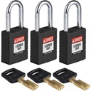 Visiace zámky SafeKey - nylonové 3ks NYL-BLK-38ST-KA3PK