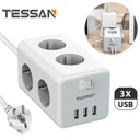 TESSAN predlžovací kábel 9v1 3xUSB 2m 3600W 16A