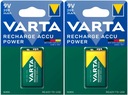 VÝKONNÁ 2x BATÉRIA BATÉRIA 9V 200 mAh 8,4V 6F22 VARTA BATÉRIA