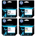 4x HP 711 DESIGNJET INK T120 T125 T130 T520 T525 T530 CZ129A CZ130A CZ131A