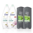 Dove Calming sprchový gél 2 x 450 ml + Dove Men Extra Fresh 2 x 400 ml