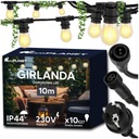 LED záhradná girlanda 10m 11xE27 Set s vodotesnými žiarovkami