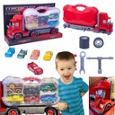 SADA 6 AUTÍČEK S PRUŽINAMI V KUFRI ŤAHÁK AUTO Disney CARS McQueen