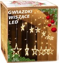 LED VIANOČNÁ SVETELNÁ ZÁCLONA, ZÁVESNÉ HVIEZDY, MODRÁ