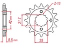 Predné ozubené koleso GROSSKOPF 525 17 Kawaski ER5, KLE