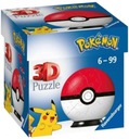 3D puzzle. Pokeball, červený