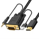 Kábel HDMI na VGA 3M FULL HD káblový adaptér D-SUB Zvukový audio konektor