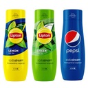 3 x sirup SODASTREAM: Lipton Lemon + Green + Pepsi.