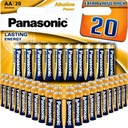 Alkalické batérie Panasonic AA LR6, balenie 20 ks, vysokovýkonné