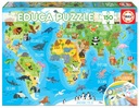 Educa Puzzle 150 Mapa sveta pre deti zvieratká