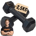 HEX šesťhranné pevné železné činky domáca posilňovňa KAWMET set 2x2,5kg