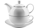 TEA FOR ONE Set Porcelánový džbán 450 ml s 300 ml šálkou - BIELY