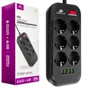 Black Spacetronik Power Strip 10 portov 6AC 4USB IPX6 Vodotesný