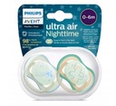 Nočný ortodontický cumlík Philips Avent Ultra Air 0-6m Chlapček 2 kusy