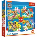 Puzzle 4v1 Psy Tlapková patrola Psí Psy Beh 3+ Trefl 34628