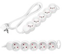 Predlžovací kábel Power Strip 5-cestná zásuvka 230V plochá zástrčka 5m Biela