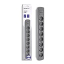 Qoltec Power strip | 8 zásuviek | 1,8 m | Šedá