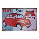 Vintage Retro Fiat 500 dekoratívna plaketa