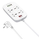 Napájacia lišta s AC zásuvkami, 4x USB, SC4407, EU/US, 2500W (biela)