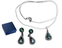 Set Green Royal Necklace Swarovski Crystals Emerald Necklace Clips