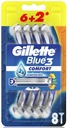 Gillette Blue3 6+2 Comfort Razor 8s.