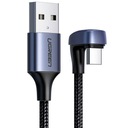 180° uhlový kábel USB-A USB-C QC 3.0, 1 m zelený