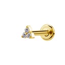 SS316L GOLD PVD labret 1,2x6 tl 0,8mm m01 trojica 3,5mm zirkóny WH