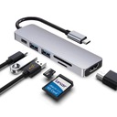 HUB ADAPTÉR 6v1 USB C Thunderbolt 3 HDMI 4K PD 87W SD MacBook M1 20cm