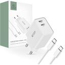 Nástenná nabíjačka pre telefón/smartfón 2X USB-C, PD35W + Kábel