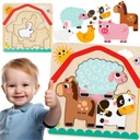 Tooky Toy Drevené puzzle Montessori Viacvrstvové doskové zvieratká na