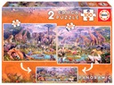 Educa Puzzle 2 x 100 Panoráma divokých zvierat