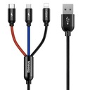 MULTICAL PRE NABÍJAČKY 3V1 USB-C / LIGHTNING / MICRO 3A 1,2M (ČIERNA)