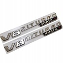 MERCEDES V8 BITURBO 4MATIC CHROME Emblem x2