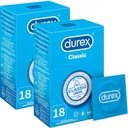 Kondómy Durex CLASSIC, klasické štandardné vlhčené kondómy, 36 kusov