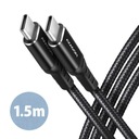 BUCM-CM15AB USB-C - kábel USB-C 2.0, 1,5 m, PD 60W, 3A, ALU, opletený čierny