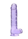 KRYŠTÁLOVO FIALOVÝ DILDO 23 CM SO SEMENNÍKMI