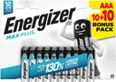 20x ENERGIZER Max Plus batéria LR03 AAA R3 EP92 1,5V