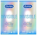 Durex Invisible kondómy, tenké, veľké, 20 ks nasadených, veľkosť XL