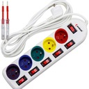 POWER STRIP Predlžovací kábel 3m vypínače 5 ZÁSUVEK + SKÚŠKA