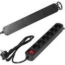 Power Strip Predlžovací kábel 6-cestný prepínací kábel 1,5 m Čierny