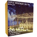 ZÁCLONY SVETLO GARLAND ICILS LED LAMPY 8 REŽIMOV TEPLÁ BIELA ​​3x3m